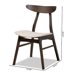 Baxton Studio Baxton Britte Mid-Century Modern Dining Chair Set - 4 Beige Upholstered Chairs with Dark Oak Finish Fiesta-Latte/Coffee Oak-DC