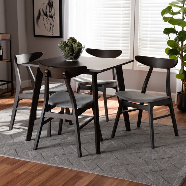 Baxton Studio Baxton Studio Britte Mid-Century Modern 5-Piece Wood Dining Set for Cozy Small Spaces and Nooks Light Fiesta-Smoke/Coffee Oak-5PC Dining Set