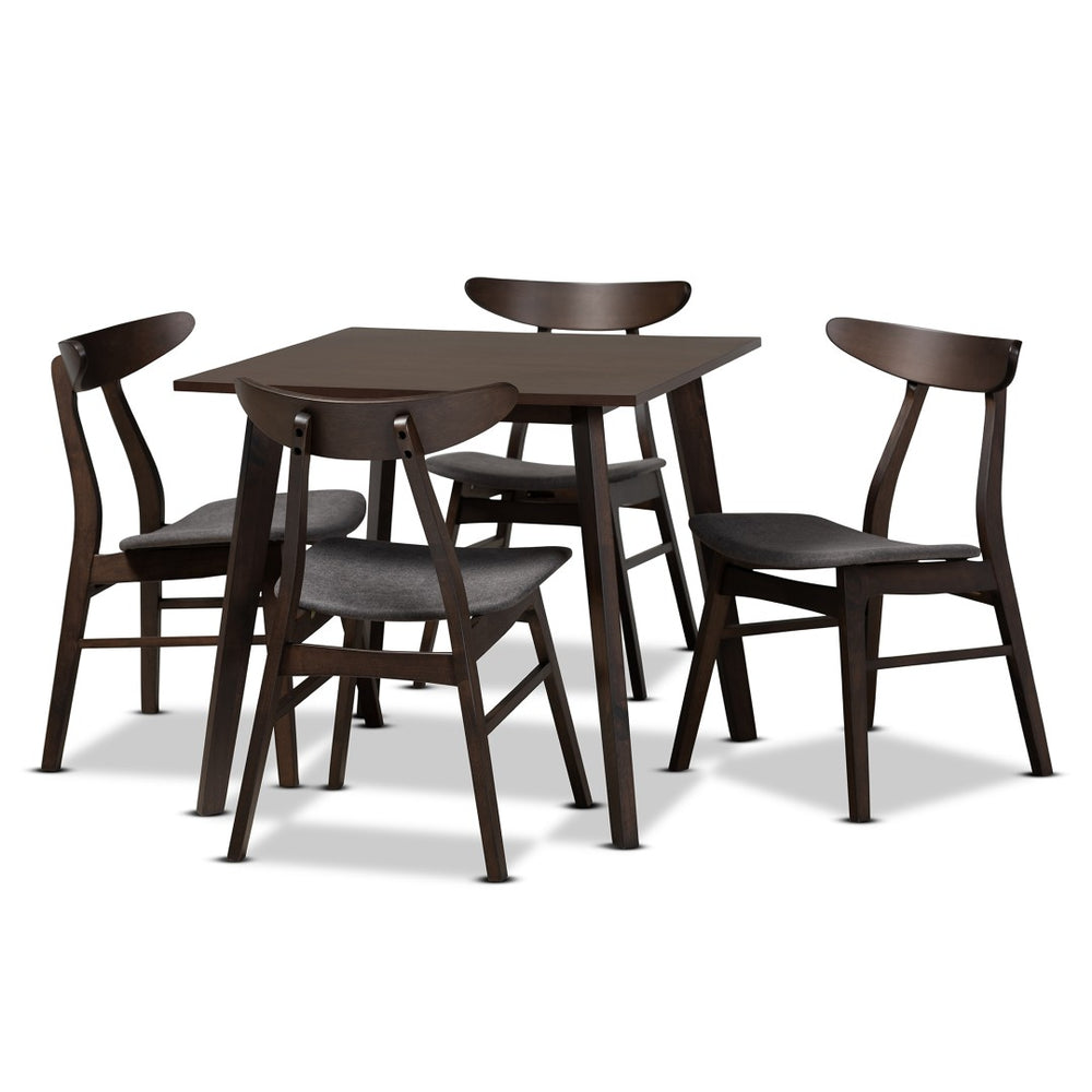 Baxton Studio Baxton Studio Britte Mid-Century Modern 5-Piece Wood Dining Set for Cozy Small Spaces and Nooks Dark Fiesta-Iron/Coffee Oak-5PC Dining Set