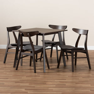 Baxton Studio Baxton Studio Britte Mid-Century Modern 5-Piece Wood Dining Set for Cozy Small Spaces and Nooks Dark Fiesta-Iron/Coffee Oak-5PC Dining Set