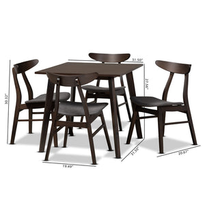 Baxton Studio Baxton Studio Britte Mid-Century Modern 5-Piece Wood Dining Set for Cozy Small Spaces and Nooks Dark Fiesta-Iron/Coffee Oak-5PC Dining Set