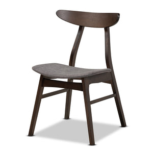 Baxton Studio Baxton Studio Britte Mid-Century Modern 4-Piece Fabric Upholstered Dining Chair Set for Timeless Style Dark Fiesta-Iron/Coffee Oak-DC