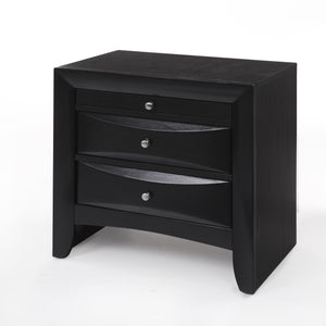 English Elm 1pc Velvet Tufted Nightstand with Faux Marble Top, Crystal Knobs and Two Spacious Drawers, Chic Bedroom Accent Black 21 L x 30 W x 30 H B2741P322299