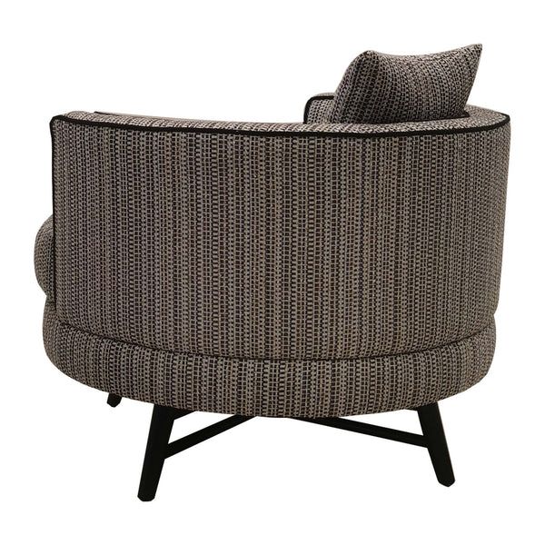 JLA Home Chapel Hill - Swivel Chapel Hill Harper chair with plush cushioning, 360° rotation, neutral fabric, sleek black legs Stripe/Multi CH100-0012
