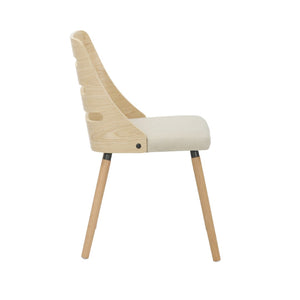English Elm Dining/accent Chair Solid Wood Tapered Legs Cream Upholstery Mid-century Modern Seating B202P471340