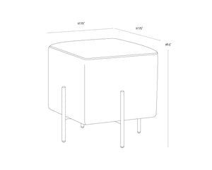 Sunpan Heston Square Upholstered Ottoman with Steel Frame for Modern Living Spaces 104718