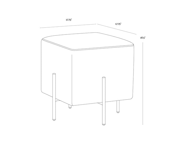 Sunpan Heston Square Upholstered Ottoman with Steel Frame for Modern Living Spaces 104718