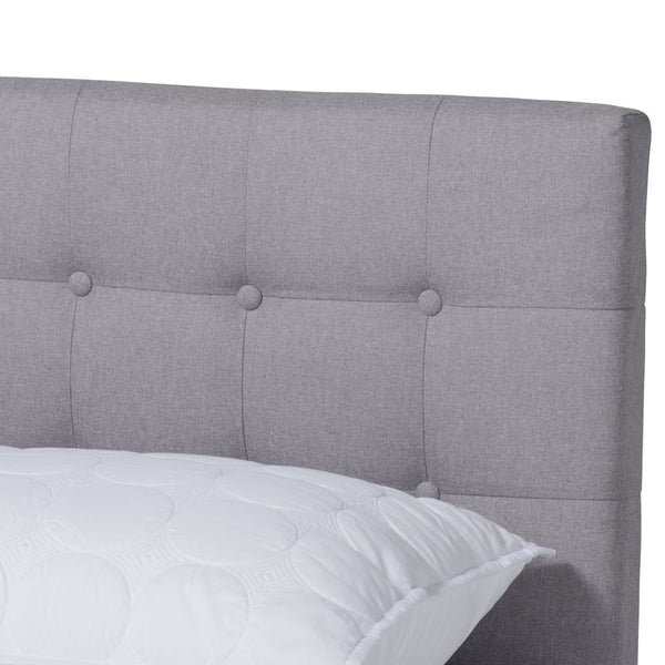 Baxton Studio Baxton Studio Devan Queen Size Platform Bed - Mid-Century Modern Light Grey Upholstered Elegance SW8168-Light Grey/Walnut-M17-Queen
