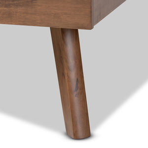 Baxton Studio Baxton Studio Mid-Century Modern King Size Platform Bed with Light Grey Upholstery & Walnut Finish Devan King SW8168-Light Grey/Walnut-M17-King