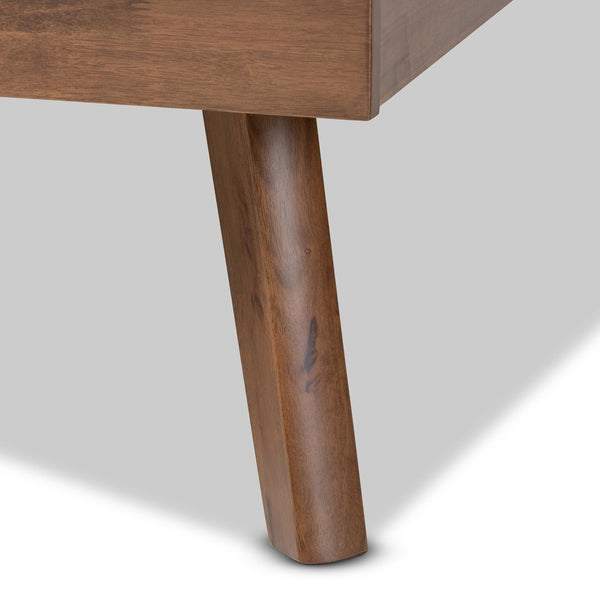 Baxton Studio Baxton Studio Mid-Century Modern King Size Platform Bed with Light Grey Upholstery & Walnut Finish Devan King SW8168-Light Grey/Walnut-M17-King