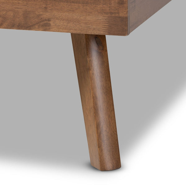 Baxton Studio Baxton Studio Mid-Century Modern King Size Platform Bed with Light Grey Upholstery & Walnut Finish Devan Dark King SW8168-Dark Grey/Walnut-M17-King