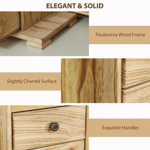 English Elm Jewelry Armoire Paulownia Wood Box with Built-in Mirror Hooks and Tiered Storage T3971P397384
