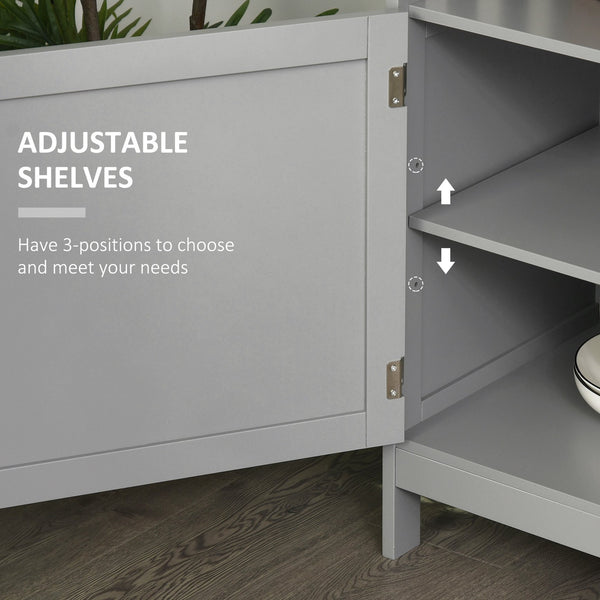 English Elm Homcom Modern Sideboard Buffet Cabinet: Stylish Grey Storage For Kitchen, Dining, Or Coffee Bar W2225P217395