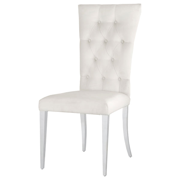 English Elm Allessandra Tufted Back Armless Dining Chair with Polished Chrome Legs — Modern Elegant Comfort, Durable Support White+Silver B062P333478