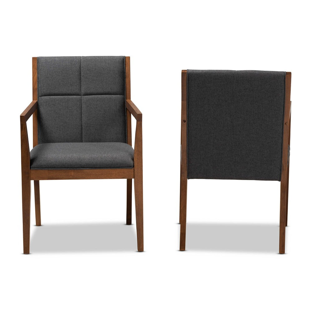 Baxton Studio Baxton Studio Modern Upholstered Chair Set of 2 - Dark Grey & Walnut, Ergonomic Comfort Design BBT5390-Dark Grey/Walnut-CC