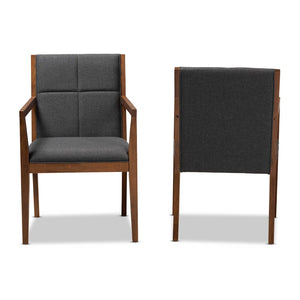 Baxton Studio Baxton Studio Modern Upholstered Chair Set of 2 - Dark Grey & Walnut, Ergonomic Comfort Design BBT5390-Dark Grey/Walnut-CC