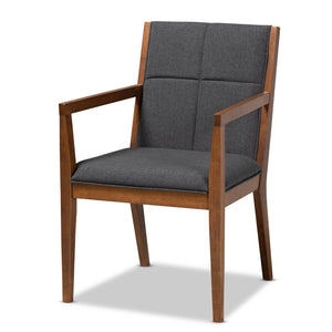 Baxton Studio Baxton Studio Theresa 5-Piece Mid-Century Modern Dining Set in Dark Grey Fabric & Walnut Finish BBT5390-Dark Grey/Walnut-5PC Dining Set