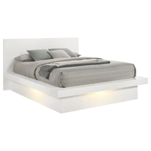 English Elm Tokyo Snow White Queen LED Panel Bed with Structured Headboard, Energy-Saving Lighting, Classic Crisp Finish B062S00658