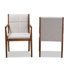 Baxton Studio Baxton Studio Theresa Mid-Century Modern 2-Piece Chair Set in Greige & Walnut for Stylish Comfort BBT5390-Greyish Beige/Walnut-CC