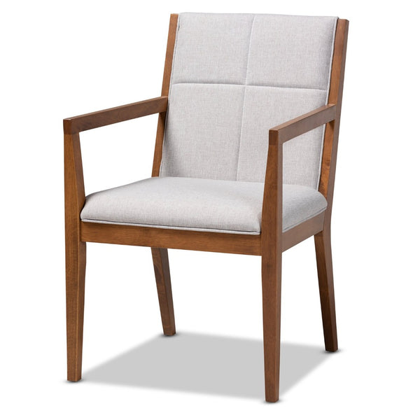 Baxton Studio Baxton Studio Theresa 5-Piece Mid-Century Dining Set with Walnut Finish & Greyish Beige Upholstery BBT5390-Greyish Beige/Walnut-5PC Dining Set