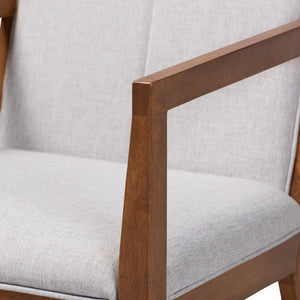 Baxton Studio Baxton Studio Theresa 5-Piece Mid-Century Dining Set with Walnut Finish & Greyish Beige Upholstery BBT5390-Greyish Beige/Walnut-5PC Dining Set