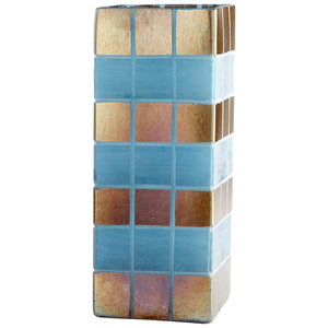 Aurum Vase Irridescent Gold and Blue 10488 Cyan Design