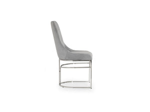 English Elm Emrald Modern Style 2Pc Dining Chairs - Plush Velvet Gray With Sturdy Steel Legs For Comfort B009P298426