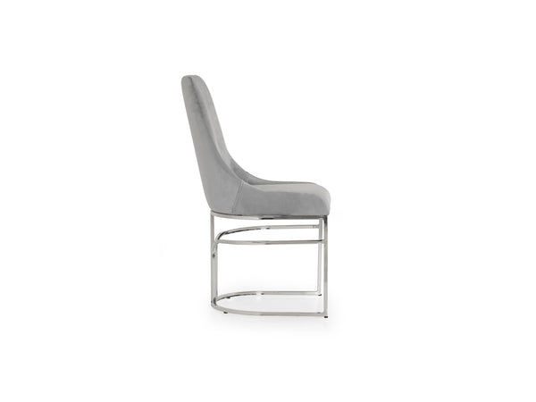 English Elm Emrald Modern Style 2Pc Dining Chairs - Plush Velvet Gray With Sturdy Steel Legs For Comfort B009P298426