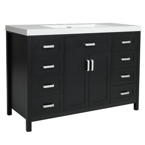English Elm Christopher Knight Home® - 48" Bathroom Vanity with Sink Combo | 2 Doors 8 Soft-Close Drawers, Resin Top, Pine Legs Black N759S337621B