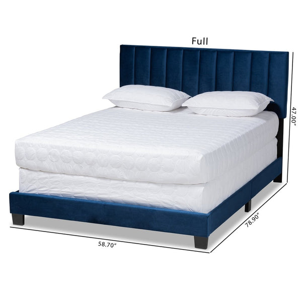 Baxton Studio Baxton Studio Clare Glam Navy Blue Velvet Upholstered Panel Bed with Channel Tufted Headboard Design King CF8747X-Navy Blue Velvet-King