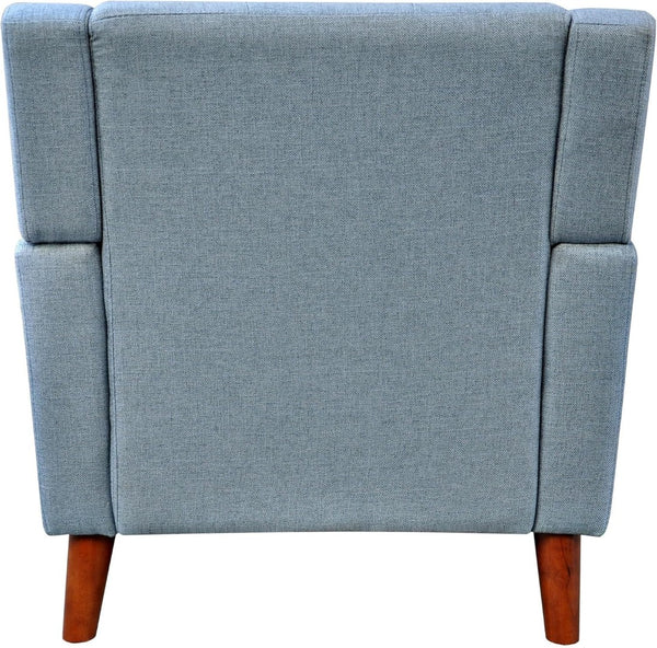 English Elm Mid-century Waffle Tufted Club Chair Solid Wood Splayed Legs Reading Lounge Accent Blue N776P379535B