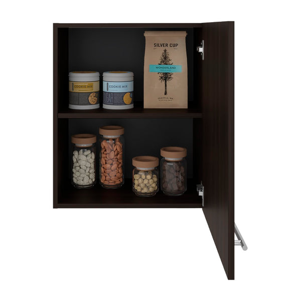 English Elm Sterling Wall Mounted Cabinet Two Interior Shelves Walnut Finish Compact Storage Unit Dark Walnut B097P474308