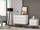 Manhattan Comfort Rockefeller Mid-Century Modern Dresser and Nightstand White 104GMC1