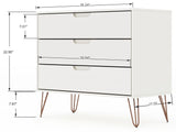 Manhattan Comfort Rockefeller Mid-Century Modern Dresser and Nightstand White 104GMC1