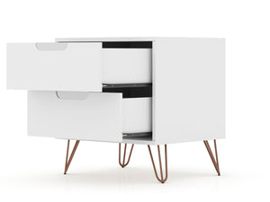 Manhattan Comfort Rockefeller Mid-Century Modern Dresser and Nightstand White 104GMC1