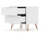 Manhattan Comfort Rockefeller Mid-Century Modern Dresser and Nightstand White 104GMC1