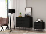 Manhattan Comfort Rockefeller Mid-Century Modern Dresser and Nightstand Black 104GMC2