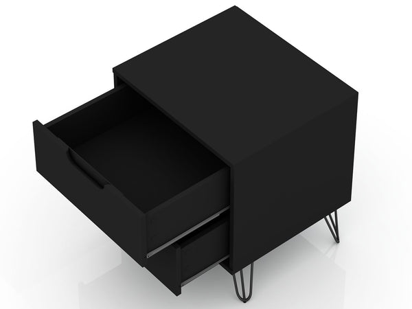 Manhattan Comfort Rockefeller Mid-Century Modern Dresser and Nightstand Black 104GMC2