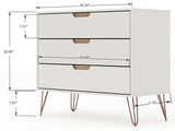 Manhattan Comfort Rockefeller Mid-Century Modern Dresser and Nightstand Off White and Nature 104GMC3