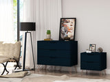 Manhattan Comfort Rockefeller Mid-Century Modern Dresser and Nightstand Tatiana Midnight Blue 104GMC4