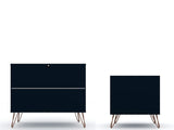 Manhattan Comfort Rockefeller Mid-Century Modern Dresser and Nightstand Tatiana Midnight Blue 104GMC4