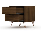 Manhattan Comfort Rockefeller Mid-Century Modern Dresser and Nightstand Brown 104GMC5