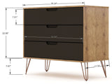 Manhattan Comfort Rockefeller Mid-Century Modern Dresser and Nightstand Nature and Textured Grey 104GMC7