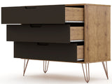 Manhattan Comfort Rockefeller Mid-Century Modern Dresser and Nightstand Nature and Textured Grey 104GMC7