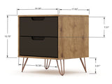 Manhattan Comfort Rockefeller Mid-Century Modern Dresser and Nightstand Nature and Textured Grey 104GMC7