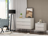 Manhattan Comfort Rockefeller Mid-Century Modern Dresser and Nightstand Off White 104GMC8