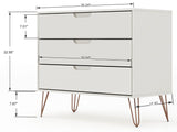 Manhattan Comfort Rockefeller Mid-Century Modern Dresser and Nightstand Off White 104GMC8