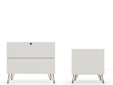 Manhattan Comfort Rockefeller Mid-Century Modern Dresser and Nightstand Off White 104GMC8