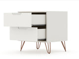 Manhattan Comfort Rockefeller Mid-Century Modern Dresser and Nightstand Off White 104GMC8