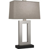 Robert Abbey Doughnut Table Lamp Antique Silver Finish Rectangular Smoke Gray Fabric Shade